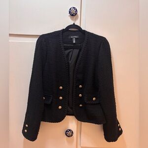 Ellen Tracy Black Bouclé Blazer with Gold Buttons